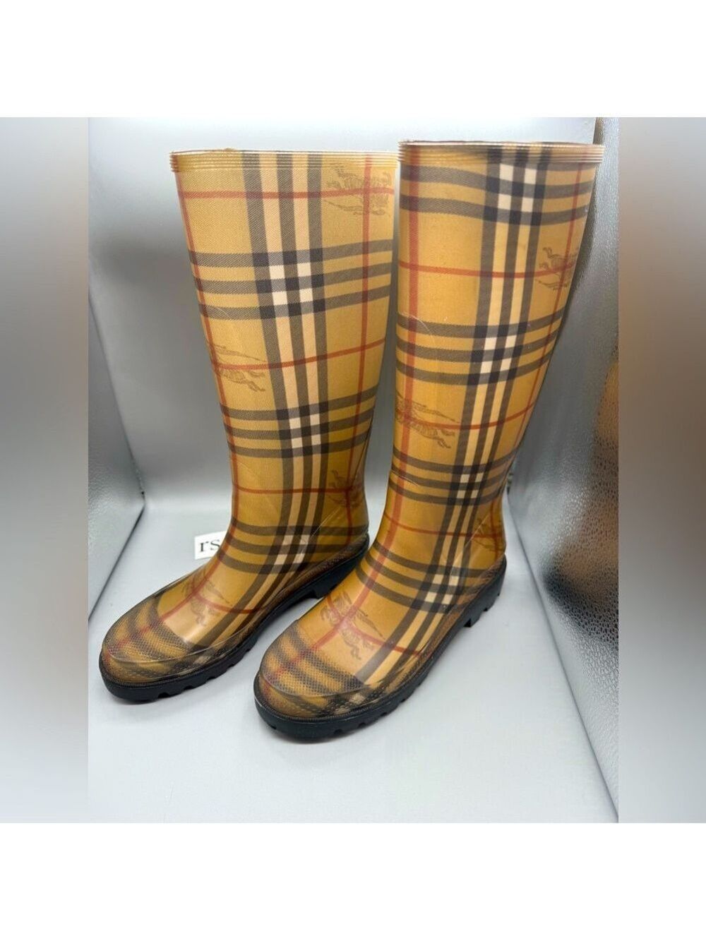 Women's Burberry House Check Pattern /Mid- Calf Rubber Rain Boots/Womens Size 37 - Picture 4 of 10